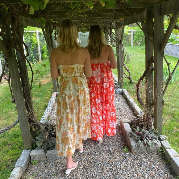 Farm Rio Neon Orange Jungle Tiered Maxi Dress - Picture 6 of 6